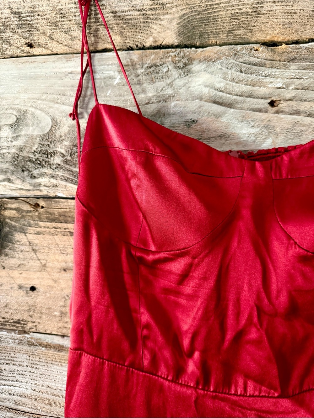 REFORMATION Red Silk Marguerite Midi Dress Size 8 NWOT - Picture 4 of 8